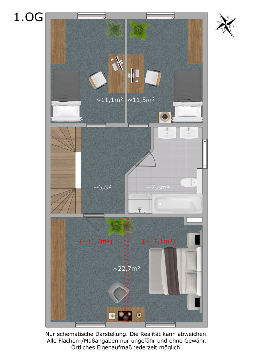 1.Obergeschoss Doppelhaush�lfte Gr�nheide (Mark)