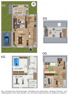 KG bis DG Top gepflegte Doppelhaush�lfte auf 342m� Sonnengrundst�ck, 5,5 Zi., Wintergarten, Hobbyraum, Garage
