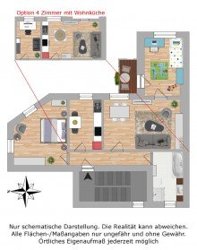 Grundriss Bismarckviertel in Steglitz! Helle, ruhige 3 Zi. (optional 4 Zi.) Altbauwohnung, Balkon, Gr�nblick